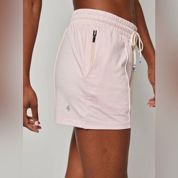 NWT FourLaps Women’s Stratus Shorts Knit Drawstring Heather Pink Athletic- Large - Picture 2 of 7